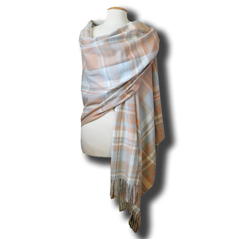 Sgarff Glas Golau a Llwytfrown | Pale Blue and Taupe Scarf