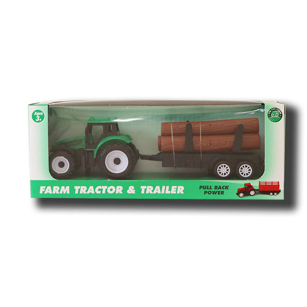 Tractor a Threlar Coed Bach | Small Tractor & Log Trailer