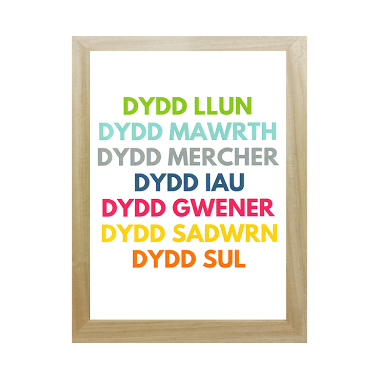 Print Dyddiau'r Wythnos