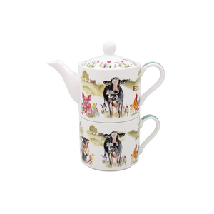 Pot Te a Mwg i Un - Farmhouse - Tea Pot & Mug for One