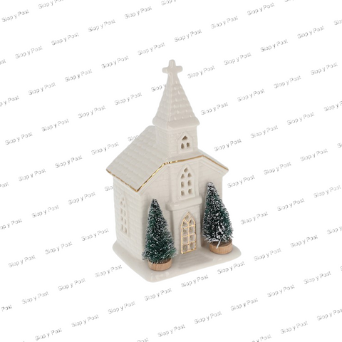 Pottery tealight Church