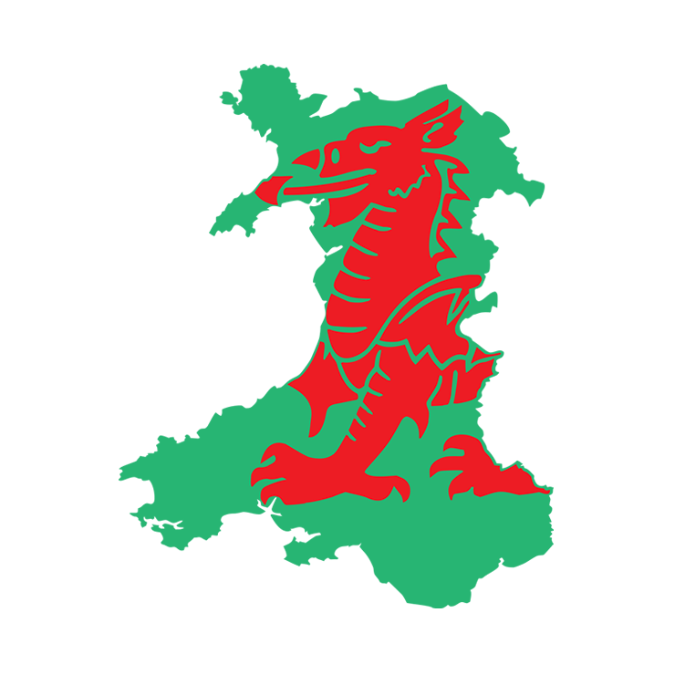 Wales Map with Dragon inlay