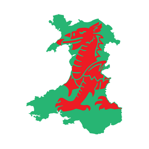 Wales Map with Dragon inlay