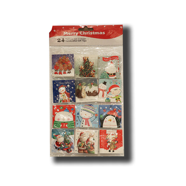 Handcrafted Christmas gift tags 24 pkt