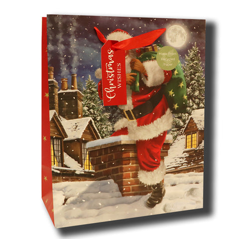 Gift Bag - Father Christmas on chimney 
