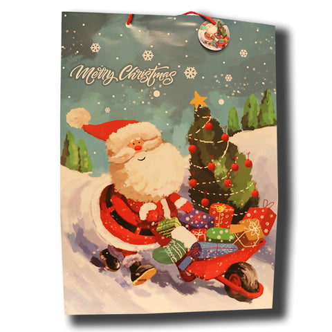 Gift Bag - Santa delivering presents with wheel barrow
