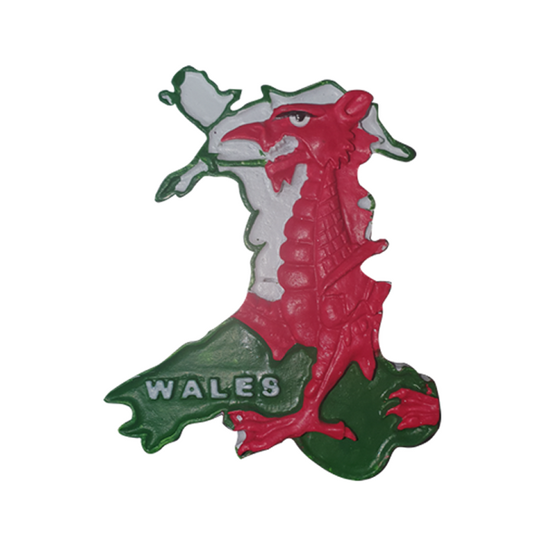 Fridge magnet Wales map with dragon inlay